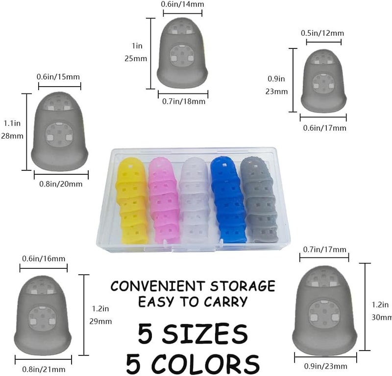 DreamAug Guitar Fingertip Protectors, 25-Pack Silicone Finger Covers for Guitar/Ukulele/Banjo/Mandolin – Breathable, Flexible, Non-Slip Practice Sleeves, Mixed Colors with Storage Case, Reusable - Image 2